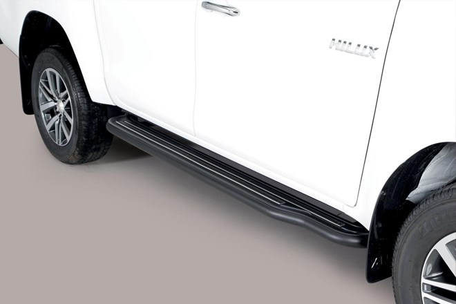 Paire de marche pied latérale Noir plat pour Hilux DC