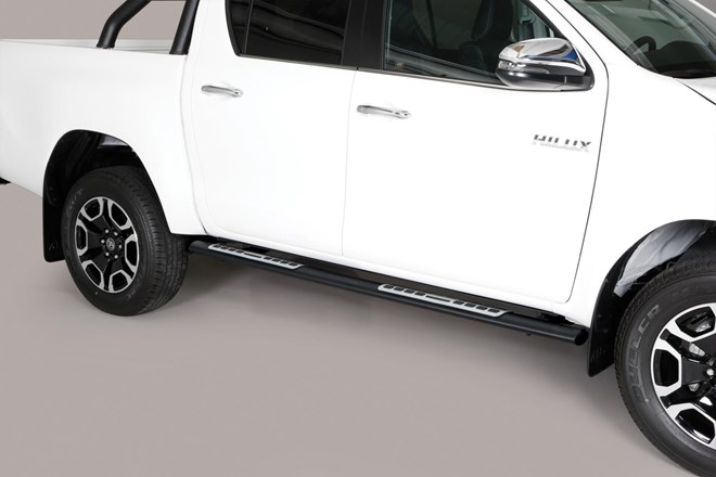 Paire de marche en Noir, Oval et avec marche en alu pour Hilux DC