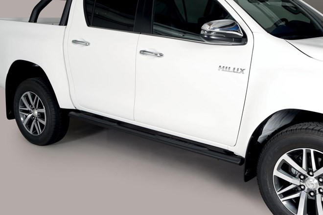 Paire de marche en Noir, Oval et avec marche en plastique pour Hilux DC